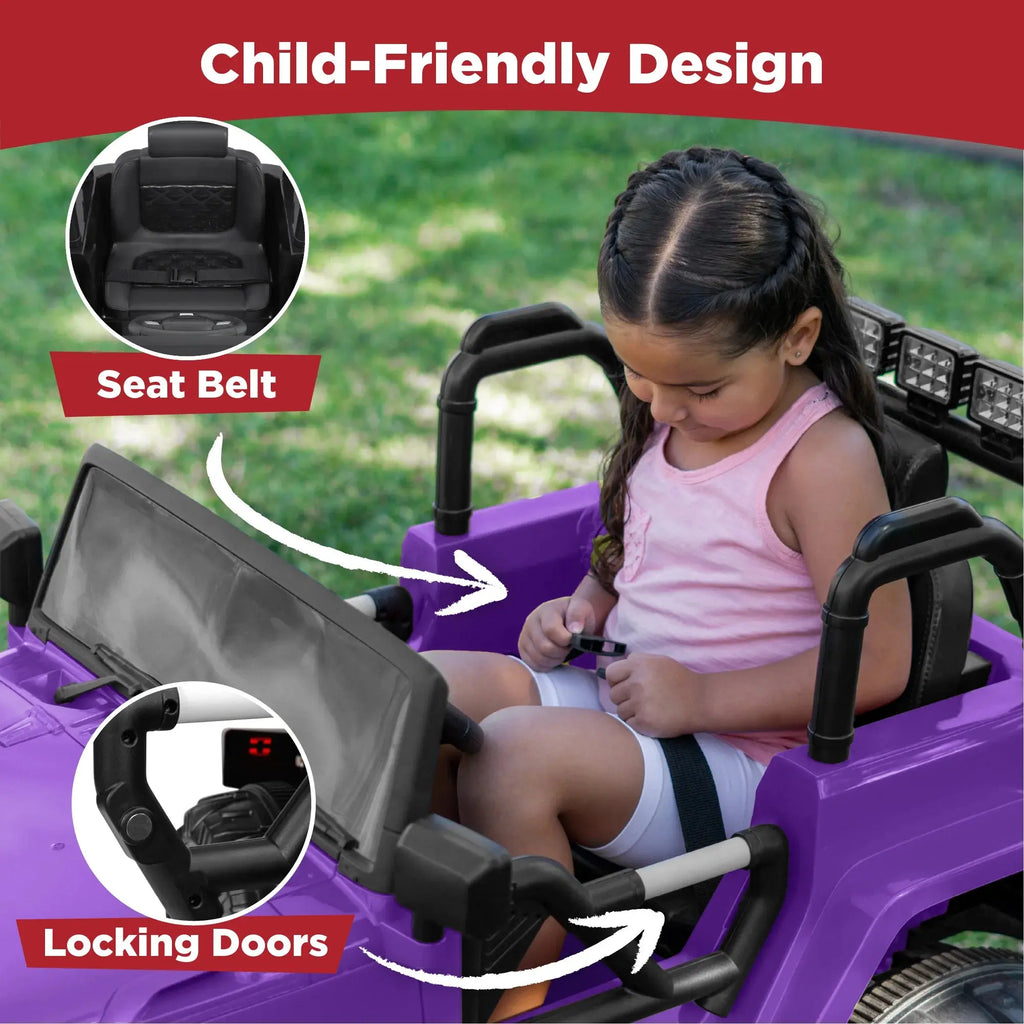 12V Kids Ride-On Truck Car Toy W/ 3 Speeds, LED, Remote, Bluetooth