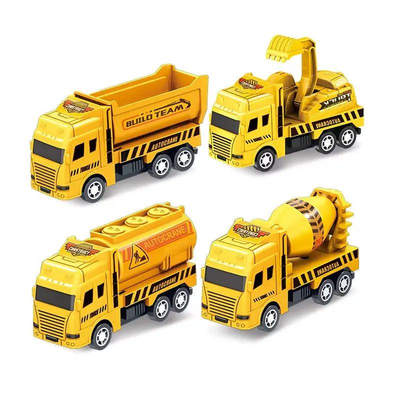 4 Pack Pull Back Cars, Friction Powered Toy Vehicles Construction Set - Dump Truck Crane for Toddlers Boys Girls Gift