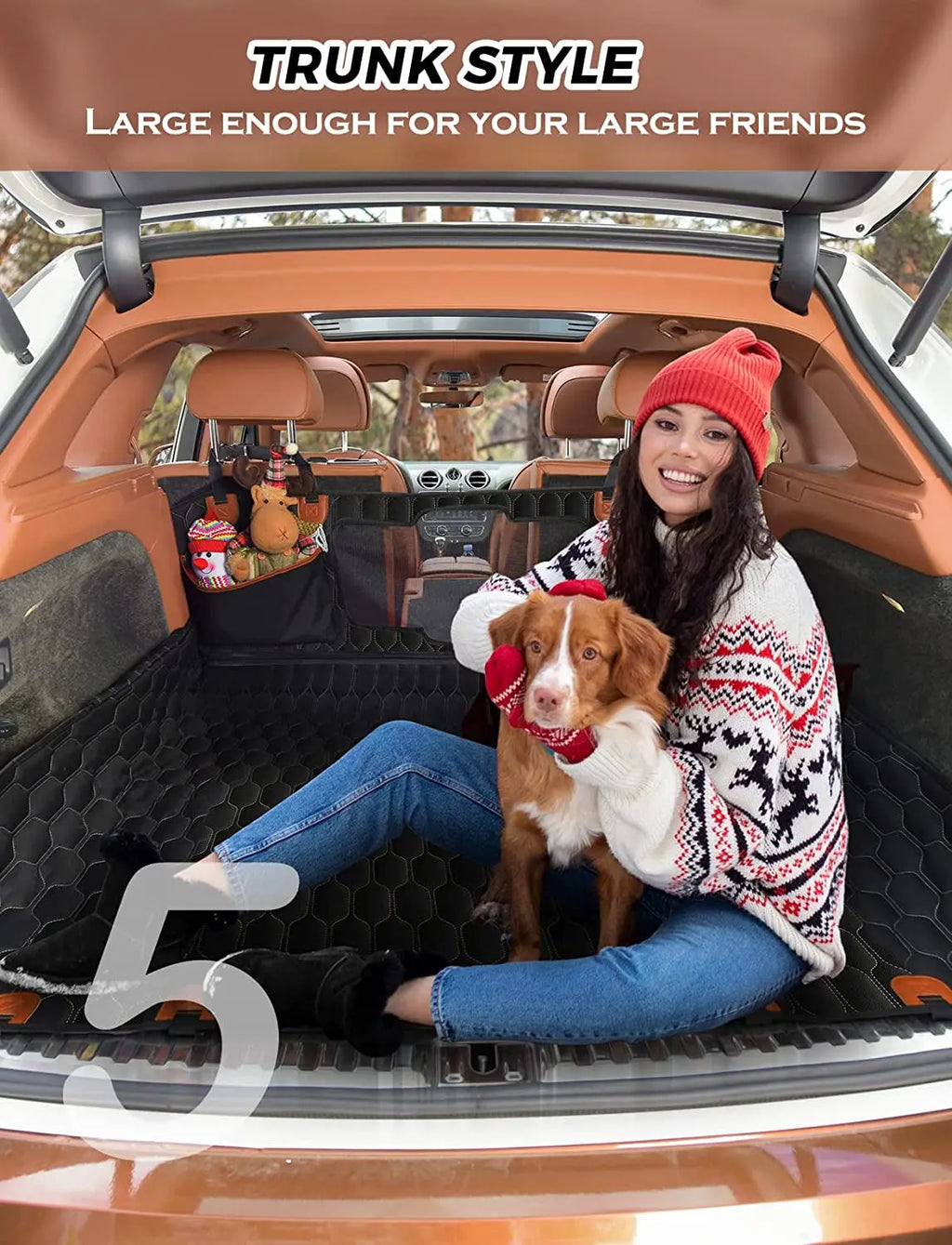 Dog Car Seat Cover for Back Seat, 100% Scratchproof Waterproof Backseat Cover for Dogs, Dog Seat Cover for Suvs, Dog Back Seat Cover with Mesh Window, Nonslip - Black