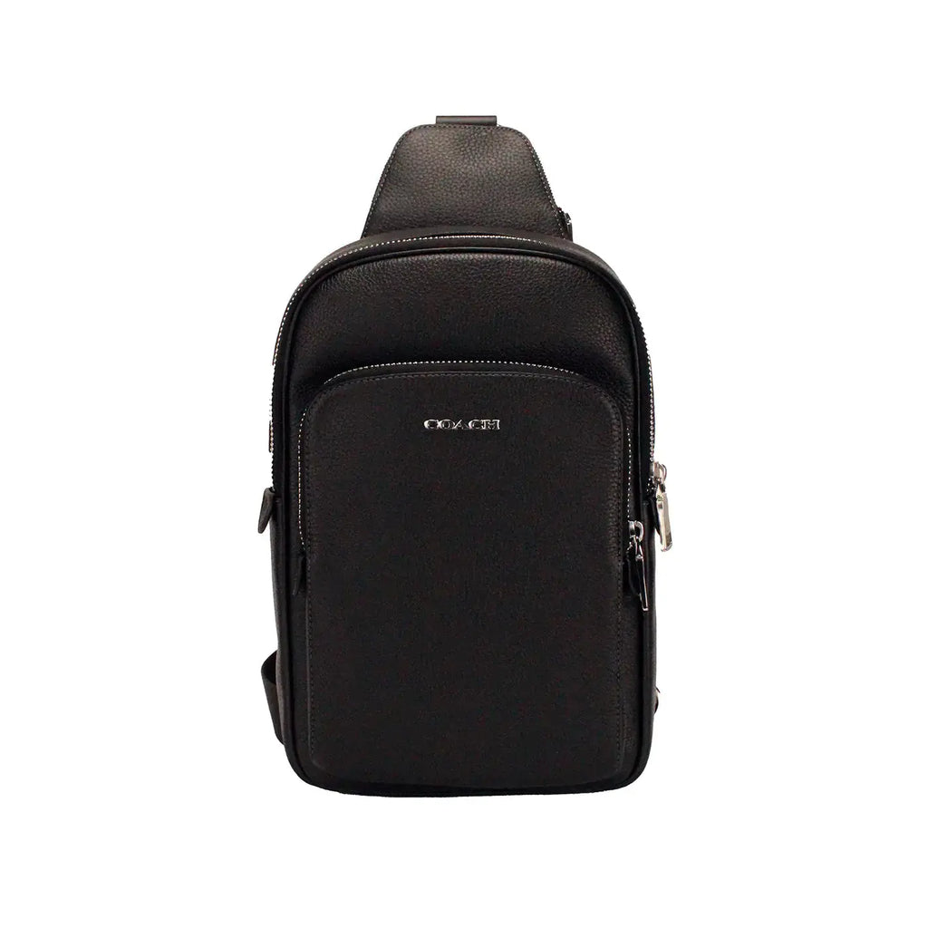Coach Ethan Black Leather Sling Pack Shoulder Bag - King's creation Coach Ethan Black Leather Sling Pack Shoulder Bag