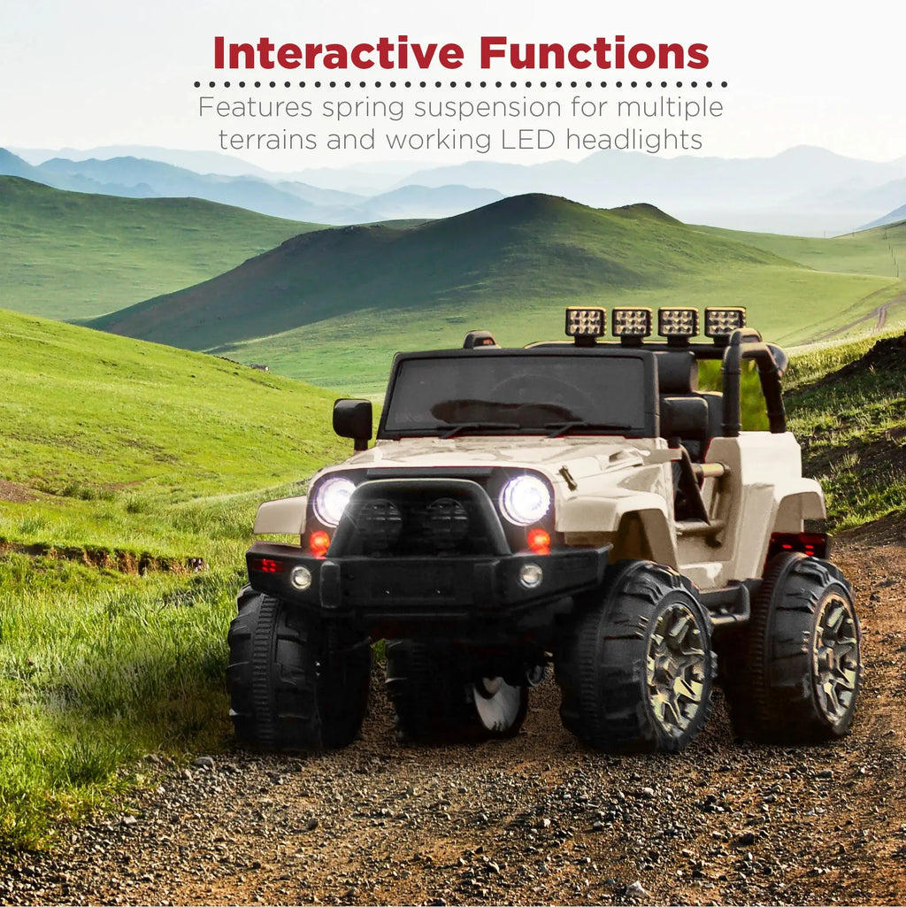 12V Kids Ride-On Truck Car Toy W/ 3 Speeds, LED, Remote, Bluetooth