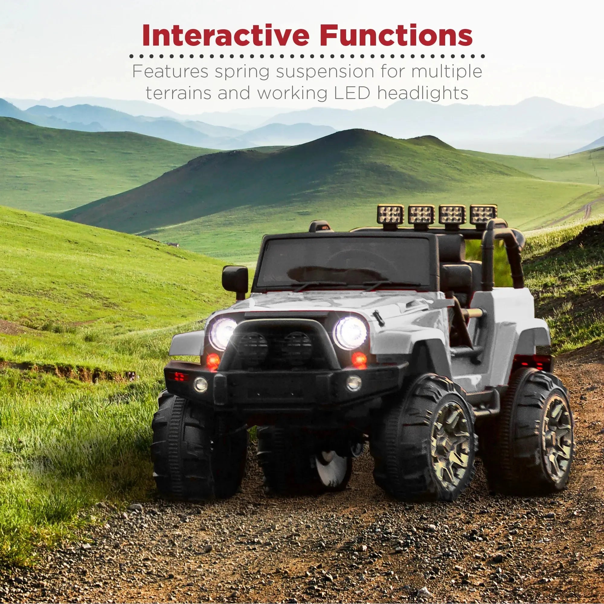 12V Kids Ride-On Truck Car Toy W/ 3 Speeds, LED, Remote, Bluetooth