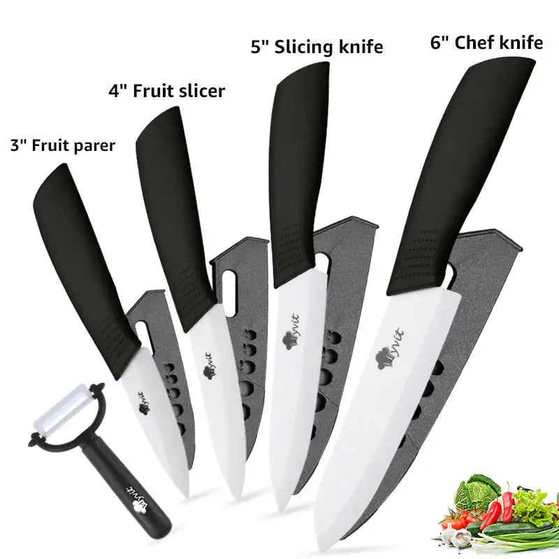 Ceramic Knife Set with Non-Slip Handles (5 Pieces) - King's creation Ceramic Knife Set with Non-Slip Handles (5 Pieces)
