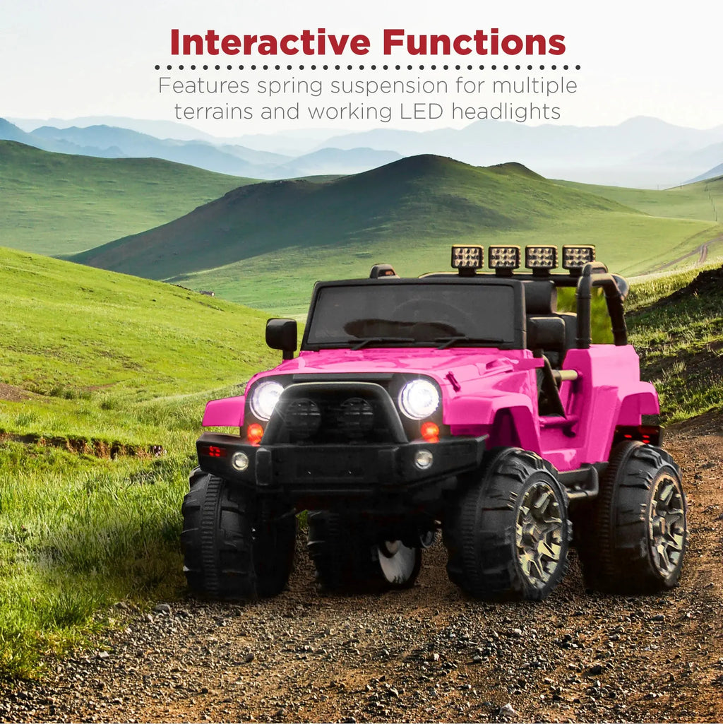 12V Kids Ride-On Truck Car Toy W/ 3 Speeds, LED, Remote, Bluetooth