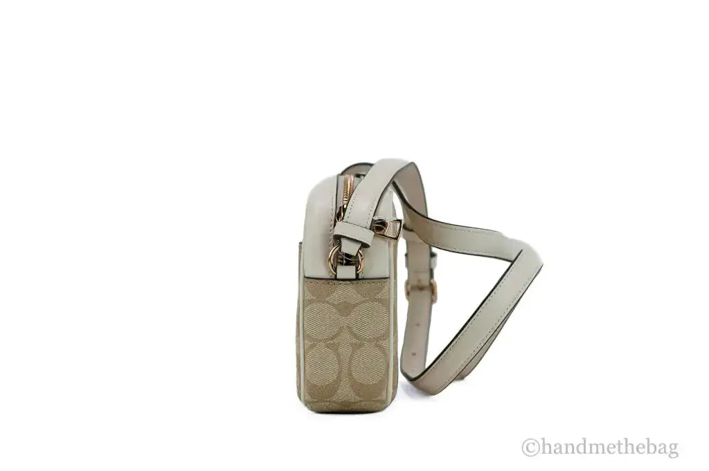 Coach (C9926) Jamie Mini Khaki Chalk Coated Canvas Camera Crossbody Handbag - King's creation Coach (C9926) Jamie Mini Khaki Chalk Coated Canvas Camera Crossbody Handbag