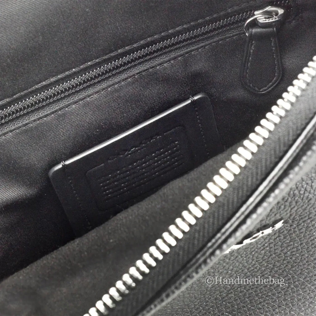 Coach Ethan Black Leather Sling Pack Shoulder Bag - King's creation Coach Ethan Black Leather Sling Pack Shoulder Bag