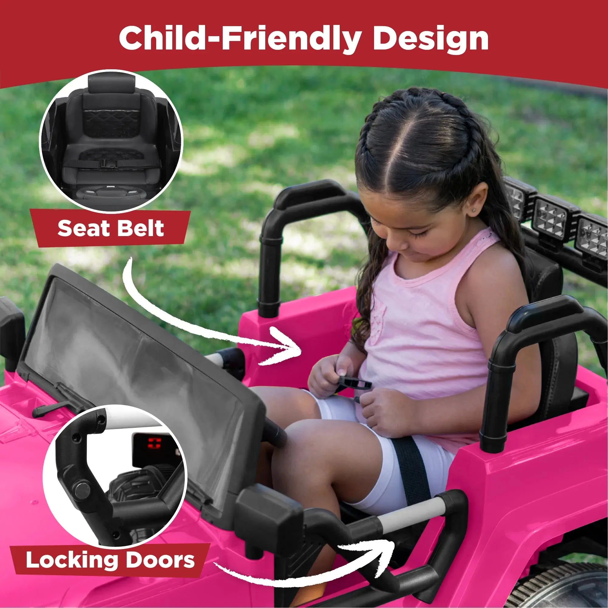 12V Kids Ride-On Truck Car Toy W/ 3 Speeds, LED, Remote, Bluetooth