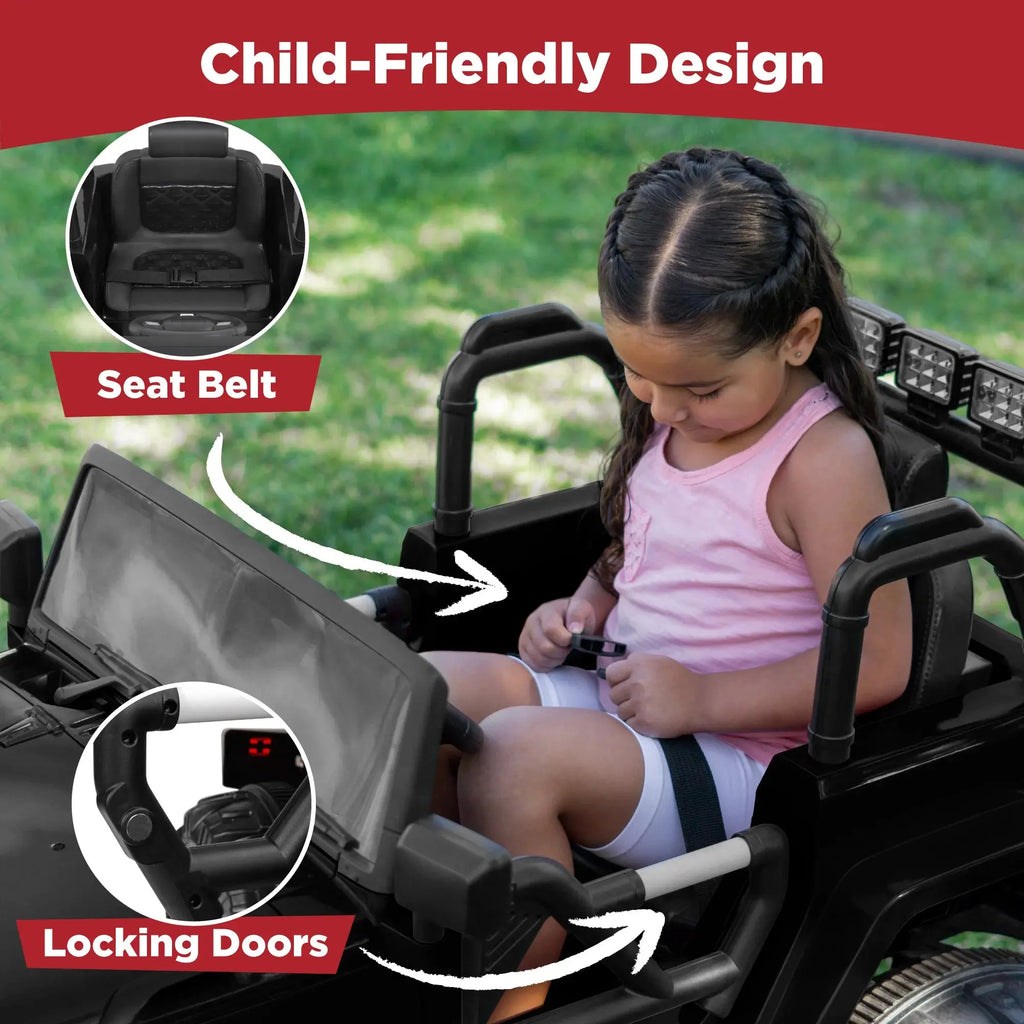 12V Kids Ride-On Truck Car Toy W/ 3 Speeds, LED, Remote, Bluetooth