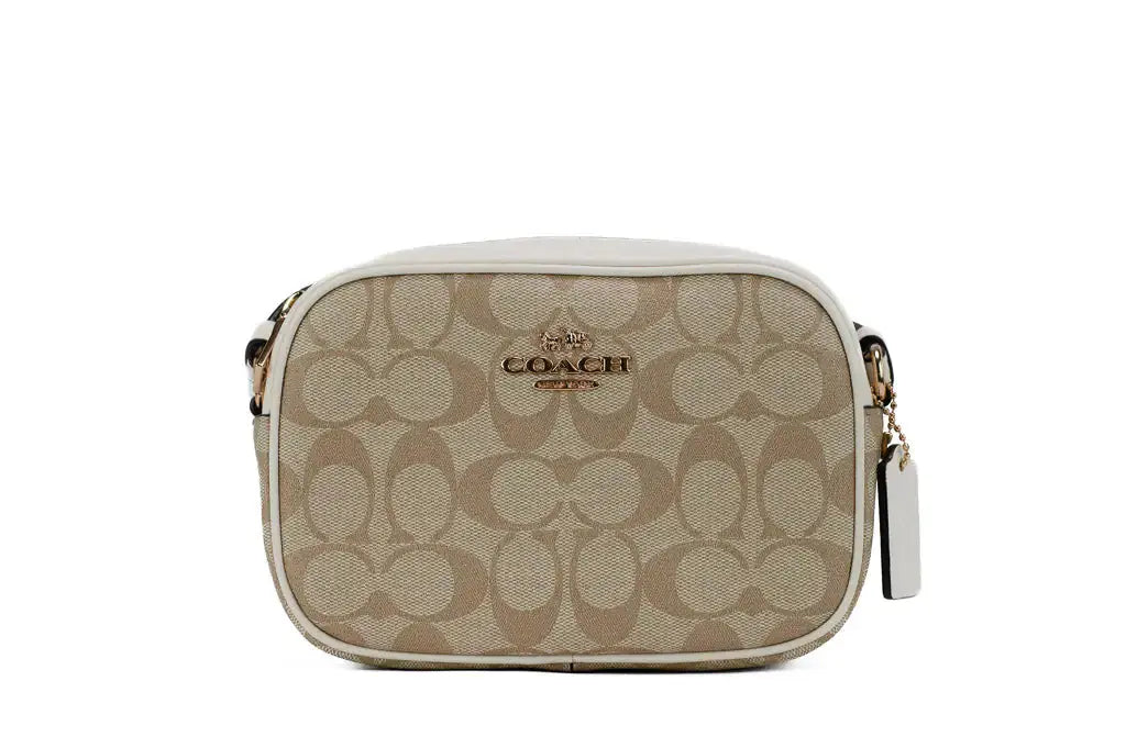 Coach (C9926) Jamie Mini Khaki Chalk Coated Canvas Camera Crossbody Handbag - King's creation Coach (C9926) Jamie Mini Khaki Chalk Coated Canvas Camera Crossbody Handbag