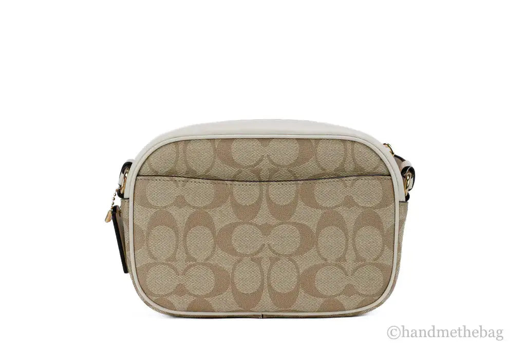 Coach (C9926) Jamie Mini Khaki Chalk Coated Canvas Camera Crossbody Handbag - King's creation Coach (C9926) Jamie Mini Khaki Chalk Coated Canvas Camera Crossbody Handbag