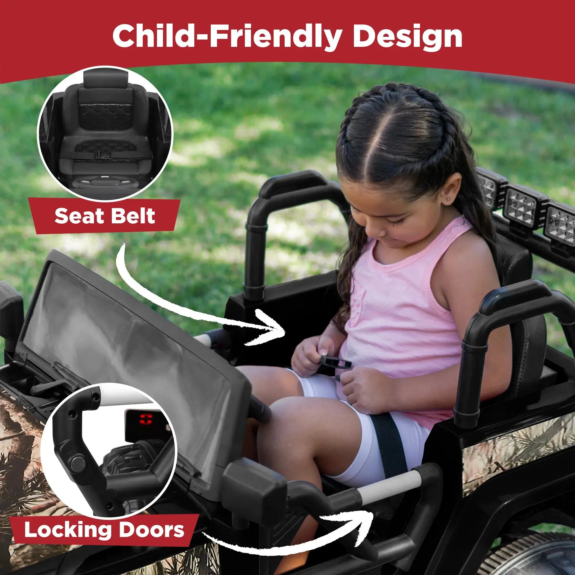 12V Kids Ride-On Truck Car Toy W/ 3 Speeds, LED, Remote, Bluetooth