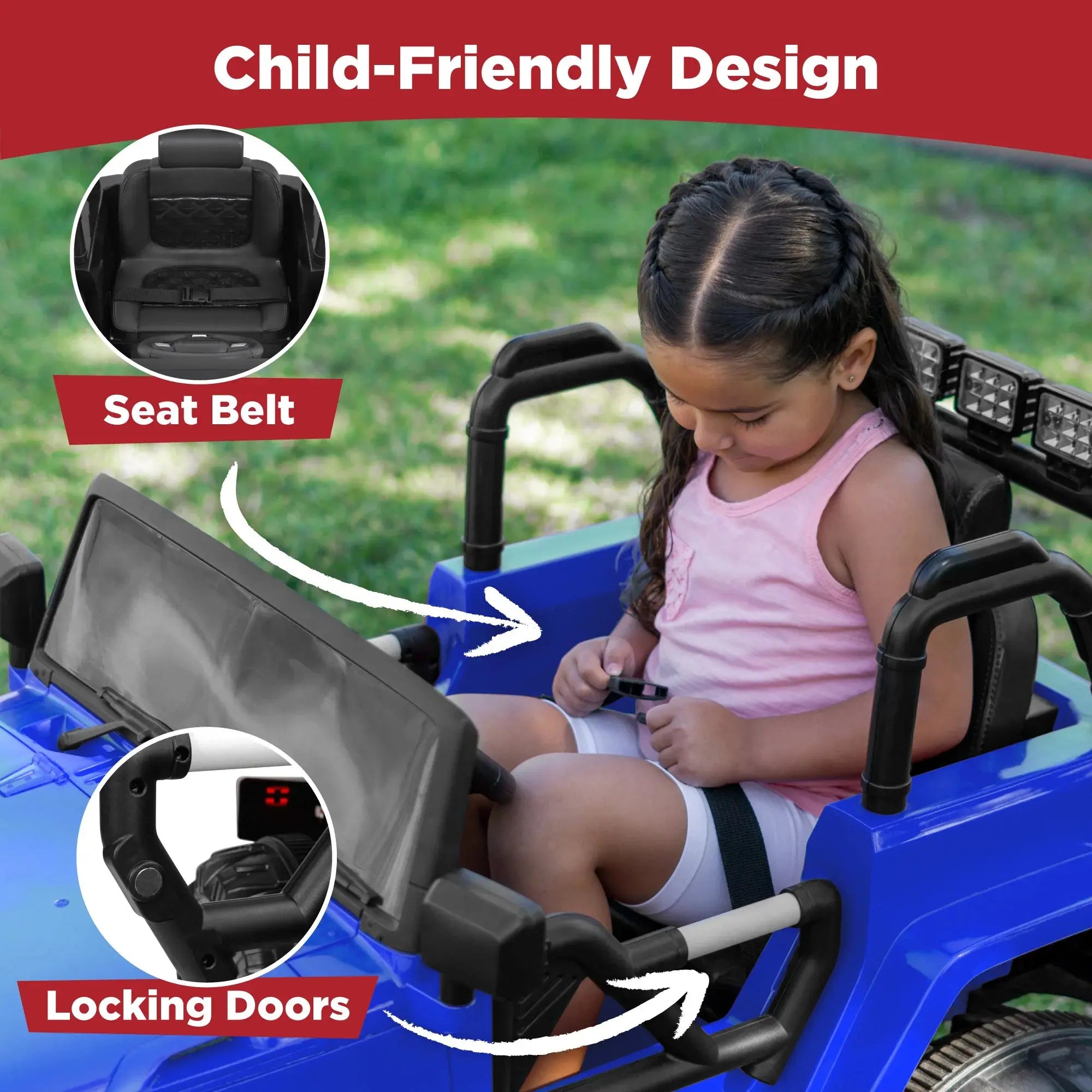 12V Kids Ride-On Truck Car Toy W/ 3 Speeds, LED, Remote, Bluetooth