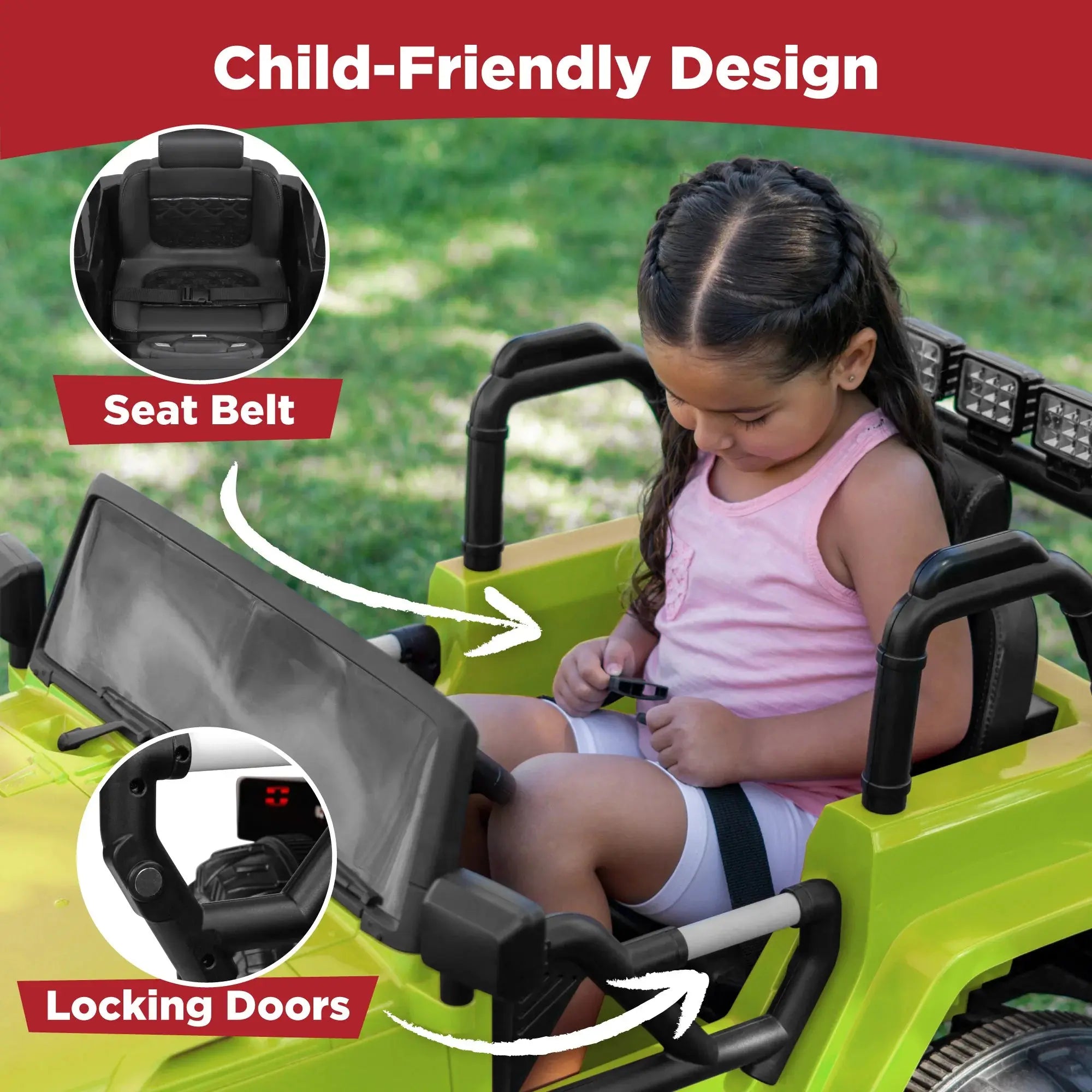 12V Kids Ride-On Truck Car Toy W/ 3 Speeds, LED, Remote, Bluetooth