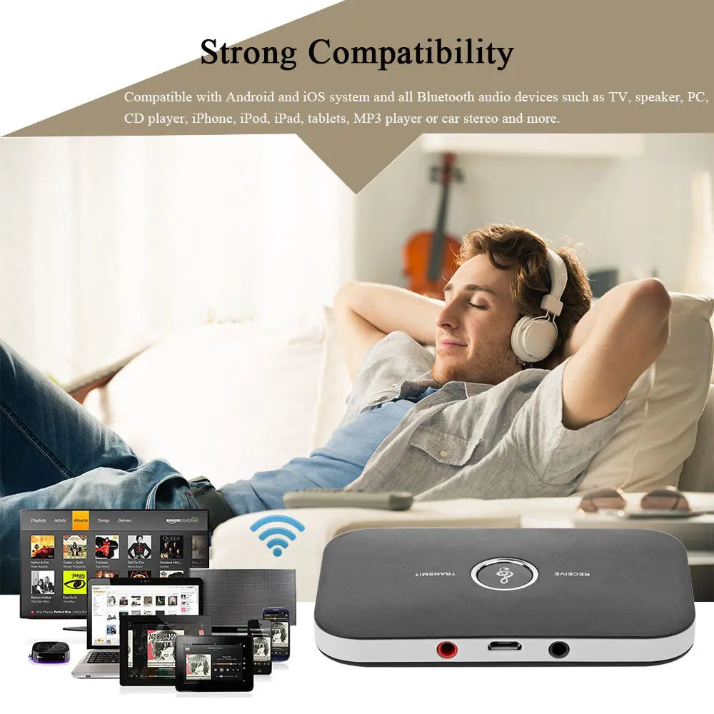 2 in 1 Bluetooth 4.1 Audio Transmitter & Receiver - King's creation 2 in 1 Bluetooth 4.1 Audio Transmitter & Receiver
