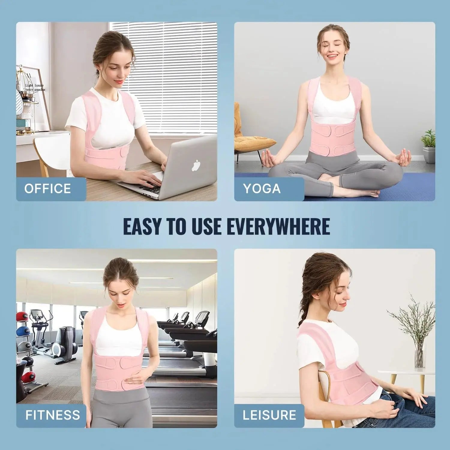 Back Brace Posture Corrector for Women, Back Straightener Posture Corrector, Scoliosis and Hunchback Correction, Back Pain, Spine Corrector, Support, Adjustable Posture Trainer,Pink Large