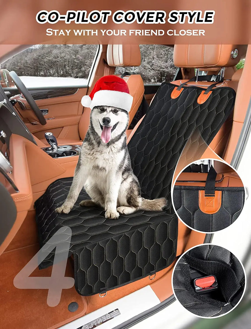 Dog Car Seat Cover for Back Seat, 100% Scratchproof Waterproof Backseat Cover for Dogs, Dog Seat Cover for Suvs, Dog Back Seat Cover with Mesh Window, Nonslip - Black