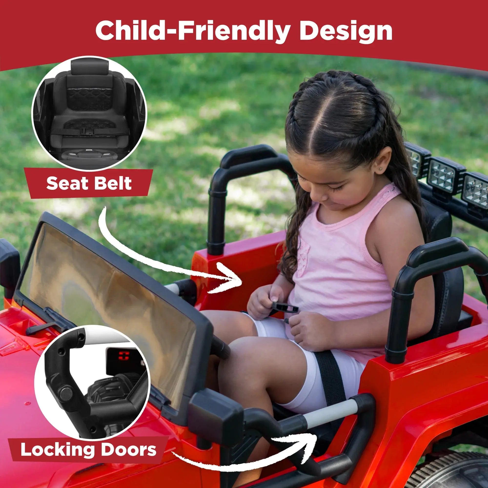 12V Kids Ride-On Truck Car Toy W/ 3 Speeds, LED, Remote, Bluetooth