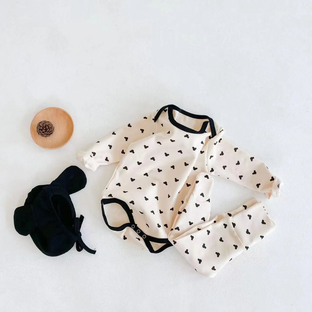 Baby Cartoon Print Pattern Soft Onesies Combo Trousers Sets - King's creation Baby Cartoon Print Pattern Soft Onesies Combo Trousers Sets