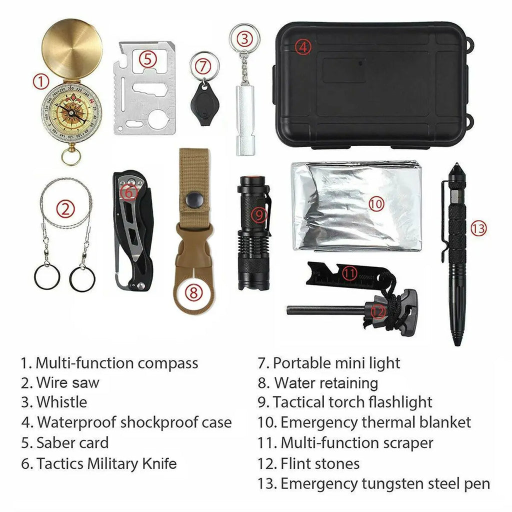 14 in 1 Outdoor Emergency Survival And Safety Gear Kit Camping - King's creation 14 in 1 Outdoor Emergency Survival And Safety Gear Kit Camping
